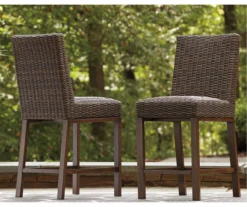 44.6" Paradise Trail All-Weather Wicker Patio Bar Stools, 2-Pack