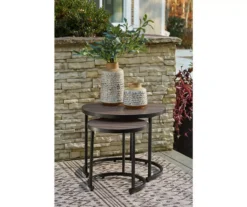 Ayla Wood Look 2-Piece Nesting Patio End Table Set -Outdoor Decor Sales 810599453 1