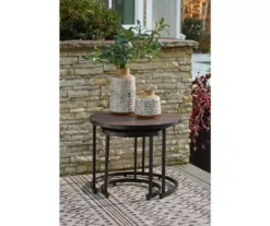 Ayla Wood Look 2-Piece Nesting Patio End Table Set -Outdoor Decor Sales 810599453 3