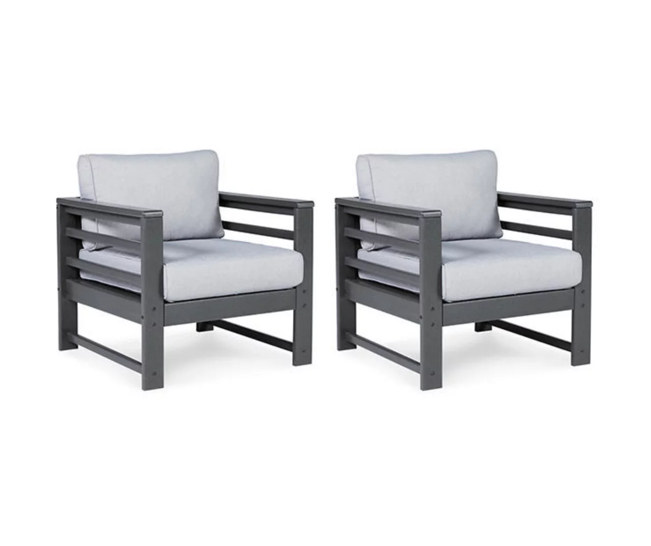 Amora Wood Look Cushioned Patio Chairs, 2-Pack 3 Amora Wood Look Cushioned Patio Chairs, 2-Pack