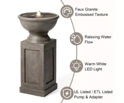 Faux Granite Pedestal LED Water Fountain -Outdoor Decor Sales 810607350 A0 7