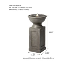 Faux Granite Pedestal LED Water Fountain -Outdoor Decor Sales 810607350 A0 9