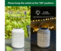 White Flower Cut-Out Metal LED Solar Lantern 17 White Flower Cut-Out Metal LED Solar Lantern -Outdoor Decor Sales 810607500 A0 6