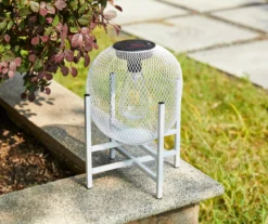 11.5" White Mesh Metal LED Solar Lanterns, 2-Pack -Outdoor Decor Sales 810607501 A0 4