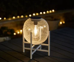 11.5" White Mesh Metal LED Solar Lantern -Outdoor Decor Sales 810607502 A0 3
