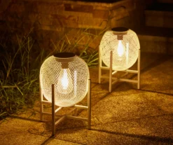 11.5" White Mesh Metal LED Solar Lantern -Outdoor Decor Sales 810607502 A0 4