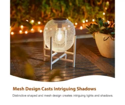 11.5" White Mesh Metal LED Solar Lantern -Outdoor Decor Sales 810607502 A0 6