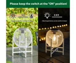 11.5" White Mesh Metal LED Solar Lantern -Outdoor Decor Sales 810607502 A0 7