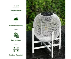 11.5" White Mesh Metal LED Solar Lantern -Outdoor Decor Sales 810607502 A0 8
