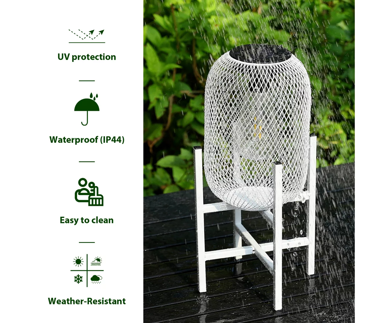 14.2" White Mesh Metal LED Solar Lanterns, 2-Pack 12 14.2" White Mesh Metal LED Solar Lanterns, 2-Pack - Image 10