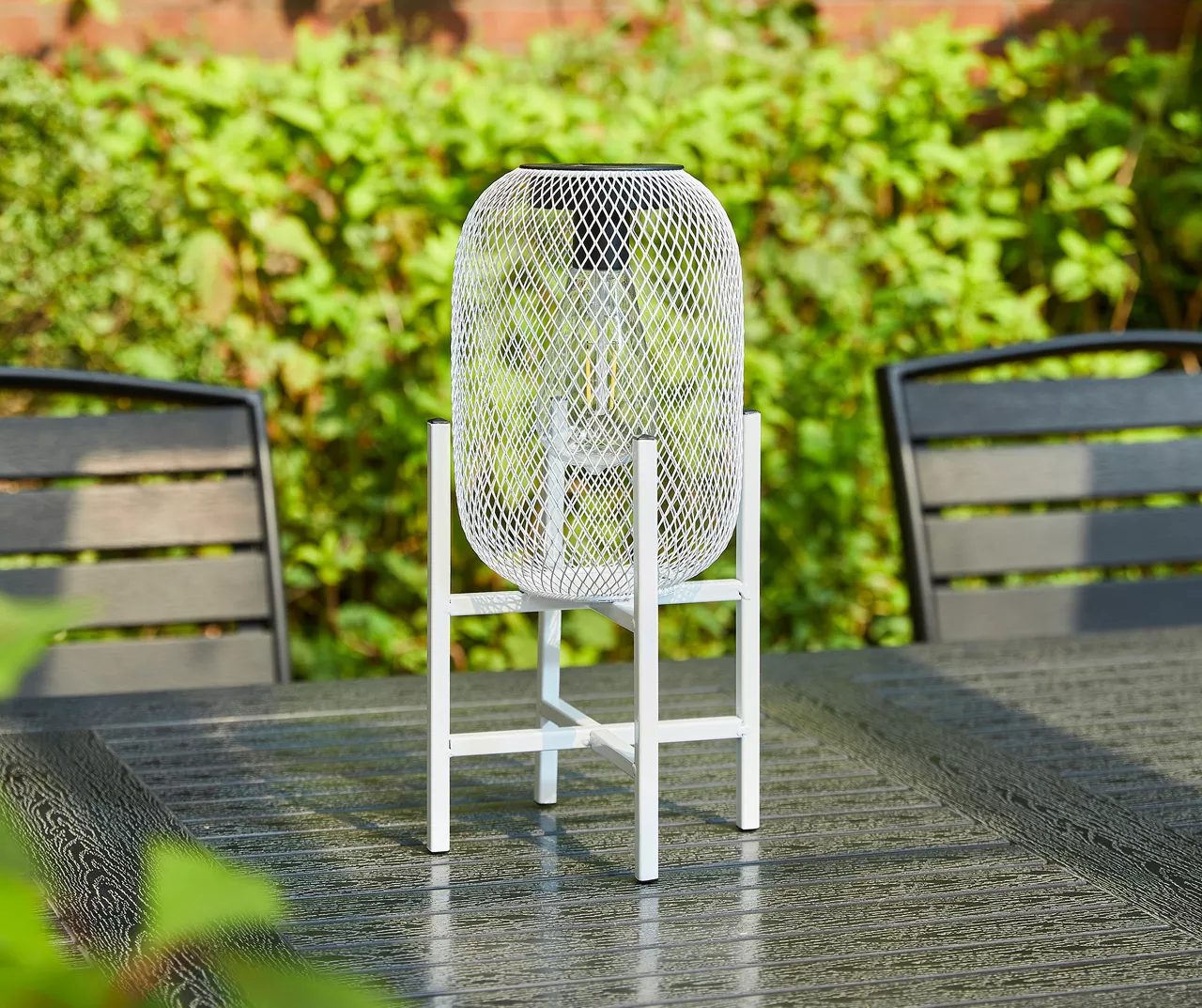 14.2" White Mesh Metal LED Solar Lanterns, 2-Pack 7 14.2" White Mesh Metal LED Solar Lanterns, 2-Pack - Image 5