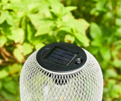 14.2" White Mesh Metal LED Solar Lantern -Outdoor Decor Sales 810607504 A0 10