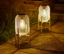 14.2" White Mesh Metal LED Solar Lantern -Outdoor Decor Sales 810607504 A0 3