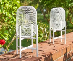 14.2" White Mesh Metal LED Solar Lantern -Outdoor Decor Sales 810607504 A0 4