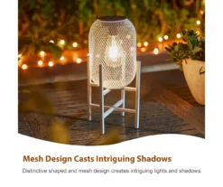 14.2" White Mesh Metal LED Solar Lantern -Outdoor Decor Sales 810607504 A0 6