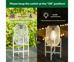 14.2" White Mesh Metal LED Solar Lantern -Outdoor Decor Sales 810607504 A0 7