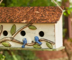 White Bird & Leaves 3-Opening Wood & Metal Birdhouse -Outdoor Decor Sales 810607530 A0 4