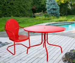 Northlight Retro Tulip Red Metal Patio Dining Table -Outdoor Decor Sales 810612953 A0 2