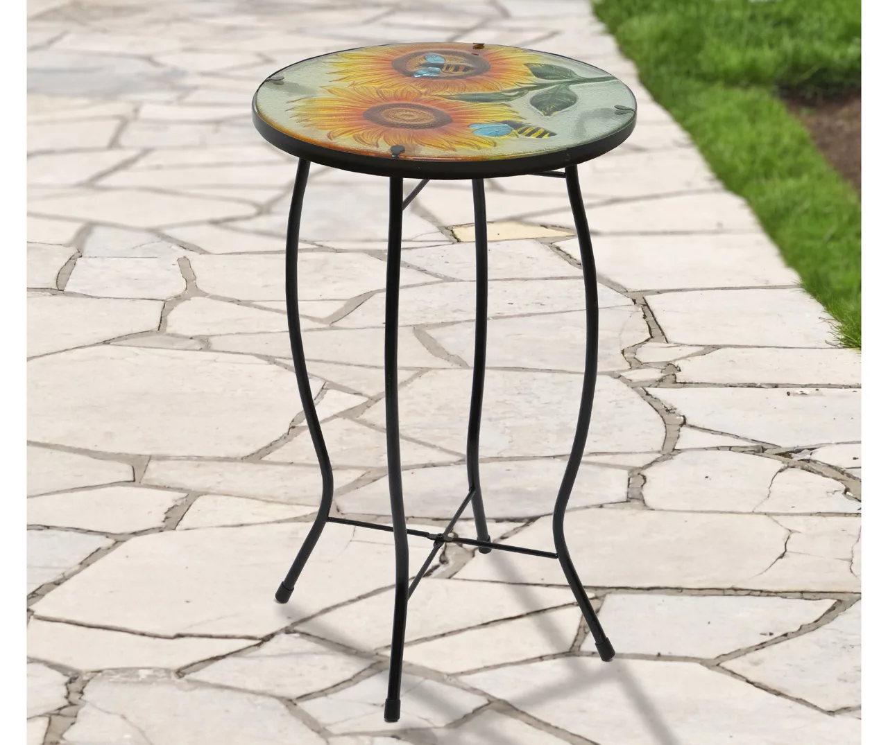 19" Sunflower & Bee Glass Garden Table 6 19" Sunflower & Bee Glass Garden Table - Image 4