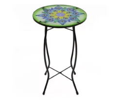 19" Peacock Feather Glass Garden Table