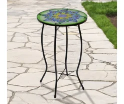 19" Peacock Feather Glass Garden Table -Outdoor Decor Sales 810612980 A0 2