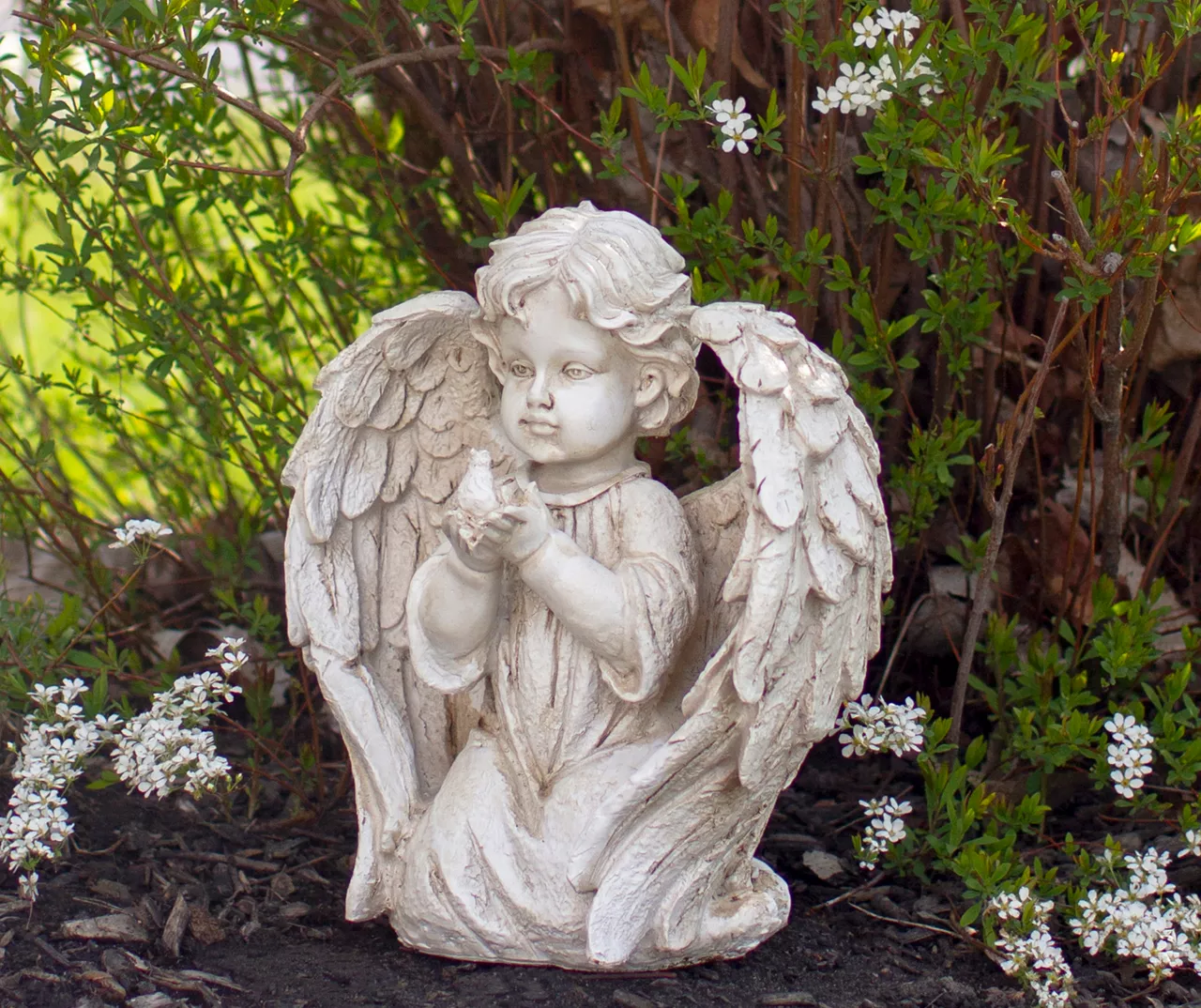 10" Kneeling Angel With Dove Statue 4 10" Kneeling Angel With Dove Statue - Image 2