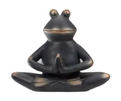11" Black Sukhasana Yoga Frog Statue